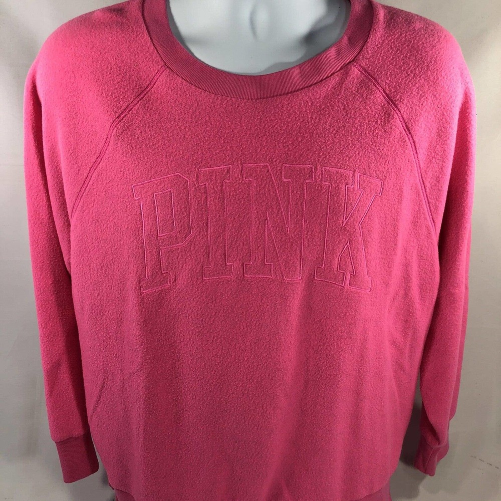 Victoria’s Secret Pink Long Sleeve Sweatshirt Size Medium Pink Pullover Logo - Picture 10 of 12